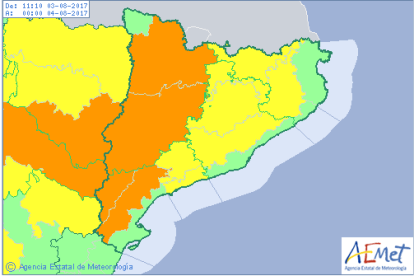 Previsió del risc de calor a Catalunya per aquest dijous, 3 d'agost.