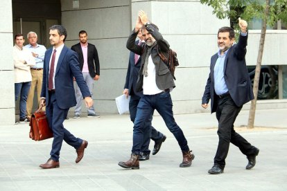 Jordi Cuixart y Jordi Sànchez en el momento de llegar a la Audiencia NAcional.