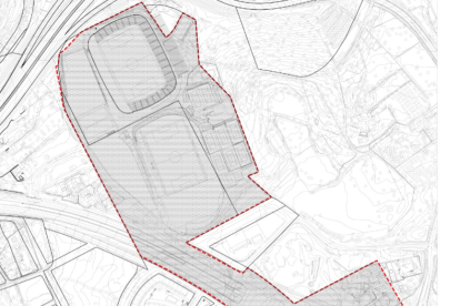 El perfil defineix la zona de l'entorn del Nou Estadi on es contruiran els 520 habitatges.