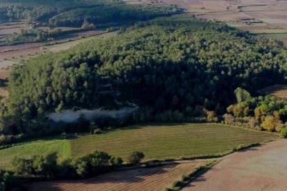 Vista aèria de l'indret on es troba La Timba de Santa Bàrbara