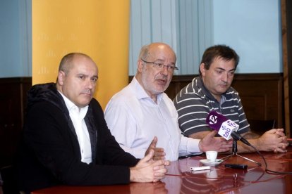 Jordi Salvador, Josep Maria Terricabras i Josep Rufà, aquest dilluns.