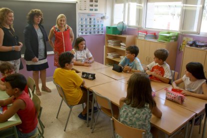 Una de les classes de l'escola Les Eres de Vinebre aquest primer dia de curs 2016-2017. Imatge del 12 de setembre de 2016