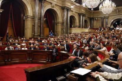 Moment de la votació al Parlament per aprovar la llei de creació de l'Agència Catalana de Protecció Social aquest dijous 7 de setembre (pla general horitzontal)