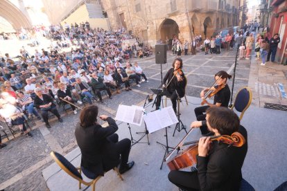 Imatge del concert del Quartet Gerhard a la plaça de les Cols de Tarragona.