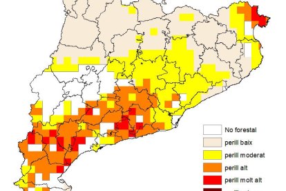 Mapa de risc d'incendi fins dissabte.