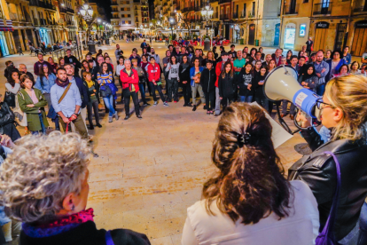 Los manifestantes, en la plaza de la Font