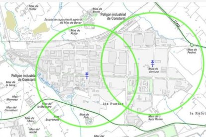 Imatge del mapa de la zona de confinament a Constantí.