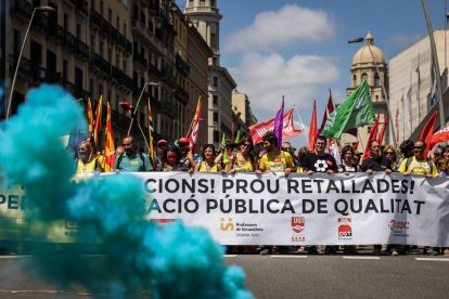 Imagen de archivo de la cabecera de una protesta de docentes.