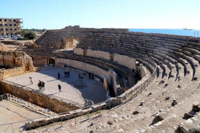 Pla general de la grada de l'amfiteatre romà, a Tarragona.