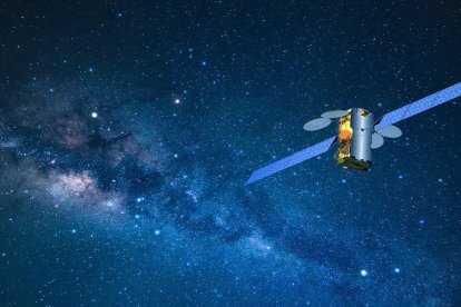 Imatge virtual del satèl·lit Viasat KA-SAT que va patir l'atac.