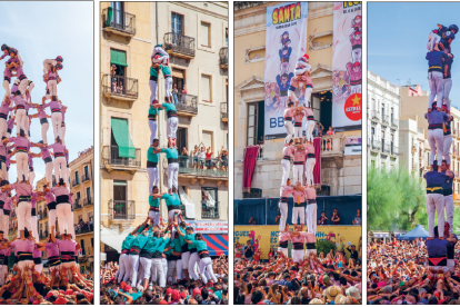 Imatges de la diada de Santa Tecla de 2019, amb el 9 de 8 de la Jove, el 2 de 8f de SPiSP, el 3 de 8 dels Xiquets i el 2 de 7 del Serrallo.