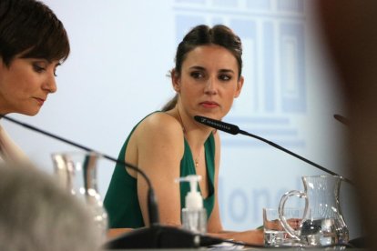 La ministra de Igualdad, Irene Montero, a la rueda de prensa posterior al Consejo de Ministros.