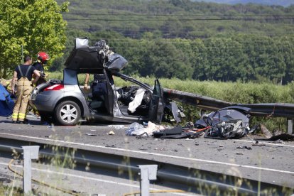 Imagen de archivo de un accidente de tráfico en la N-II con una víctima mortal a la altura de Fornells de la Selva