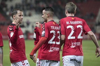 Cordero, celebrando el gol contra el Numancia.