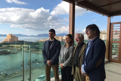 Jordi Rius, secretari de la DO Terra Alta; Meritxell Serret, consellera d'Agricultura; Salvador Puig, director d'INCAVI i Joan Arrufí, President DO Terra Alta.