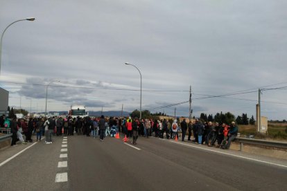 Corte de tráfico en la N-340 a la altura de Amposta, este 8 de noviembre.