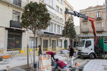 Un instant de les obres, que es duien a terme ahir a mitja tarda.