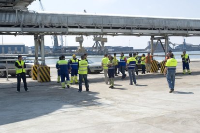 Una imatge d'arxiu d'una protesta d'estibadors al Port de Tarragona.