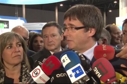 El president Puigdemont durant les declaracions d'aquest dimarts.