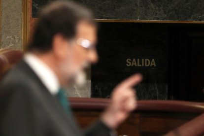 Imagen de la intervención de Mariano Rajoy durante el debate de la moción de censura.