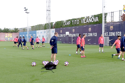 Imatge de l'entrenament d'aquest dilluns de l'equip blau-grana