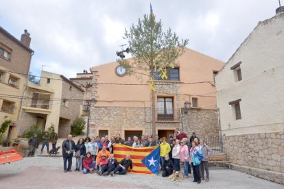 El pino ha quedado plantado en la plaza de l'Ajuntament y estará todo el mes de mayo.