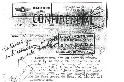 Uno de los documentos desclasificados que informa de un avistamiento.