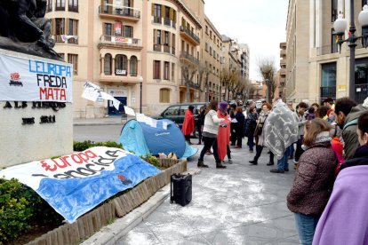 En l'acte s'ha simulat la situació als camps de refugiats.