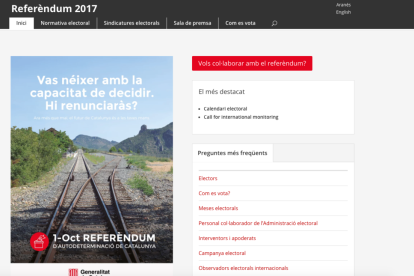 Captura de pantalla de la nueva página web del referéndum.