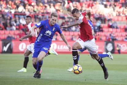 Maikel Mesa, durante el Nàstic-Oviedo de este pasado domingo.