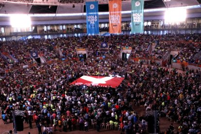 La Tàrraco Arena de Tarragona, plena a l'inici del primer acte unitari de la campanya del 'sí' al referèndum de l'1-O.