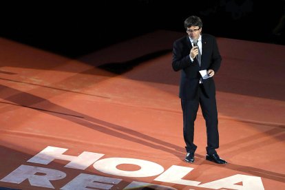 El president de la Generalitat, Carles Puigdemont, a l'acte unitari pel Sí a Tarragona.