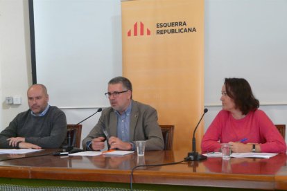 Roda de premsa que va tenir lloc, ahir, a l'Ajuntament.