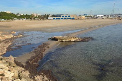 La platja de la Pelliseta bruta en un dels darrers episodis, al desembre, que es va repetir fa uns dies.