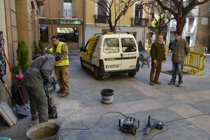 Las obras de mejora de la plaza Farinera se han iniciado este miércoles.