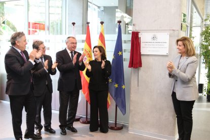 La vicepresidenta, durante la inauguración.