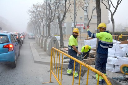 Obras que se realizan en la avenida de los Paisos Catalans