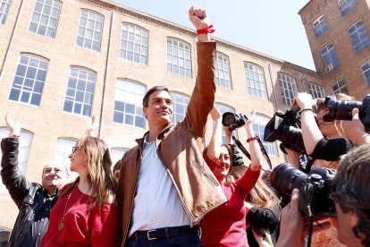 El candidat Pedro Sánchez durant un acte del 22 d'abril a Barcelona.