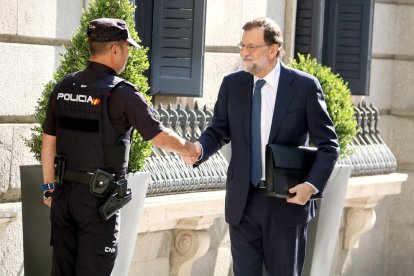 Mariano Rajoy entrant aquest dimecres al Congrés dels Diputats.