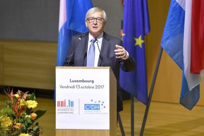 El presidente de la Comisión Europea, Jean-Claude Juncker, durante el discurso en Luxemburgo este viernes.