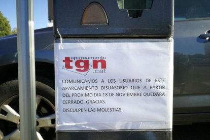 Les prop de 250 places de l'aparcament de la Tabacalera deixaran d'estar disponibles aquest dissabte 18 de novembre.