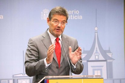 El ministro de Justicia, Rafael Catalá, durante la rueda de prensa posterior a la sectorial de justicia.