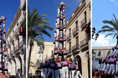 D'esquerra a dreta: 9de8, 5de9f i pilar de 8 amb folre i manilles de la Colla Jove de Tarragona a Vilanova.