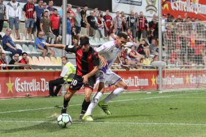 Máyor, durant el CF Reus-Numancia d'aquesta temporada, on va rebre un cop al cap i va jugar embenat.