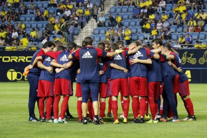 La plantilla de l'Osasuna, abans de l'eliminatòria copera d'ahir a casa del Cadis (1-0).