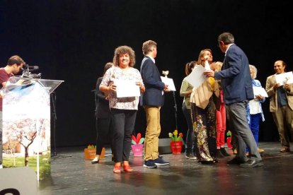 La regidora de Medi Ambient, Montse Castellarnau, recollint el guardó a la gala Flors d'Honor 2017.