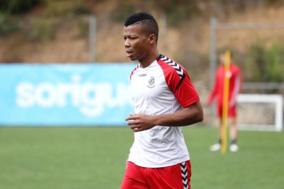 Ike Uche, durante un entrenamiento con el Nàstic a principios de esta temporada.