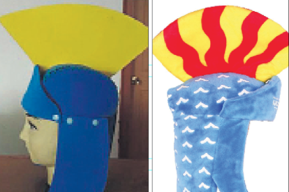 Primero se quería hacer un sombrero de goma eva que fuera montable pero se optó por hacerlo de peluche.