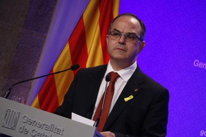 El portaveu del Govern, Jordi Turull, en roda de premsa aquest 24 d'octubre.