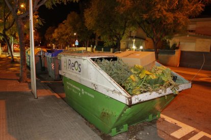 Una imatge d'un contenidor de recollida d'esporga, localitzat al carrer Astorga.